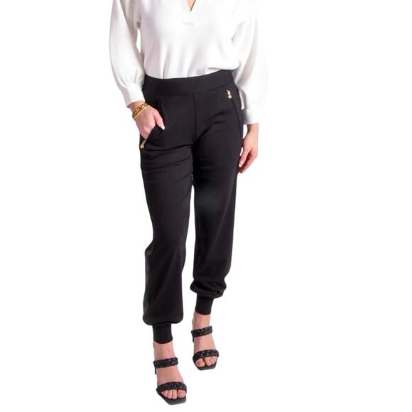 NWT Emily McCarthy Downtown Jogger Black Ponte Size Small Chic Stretch $188 - Picture 1 of 10